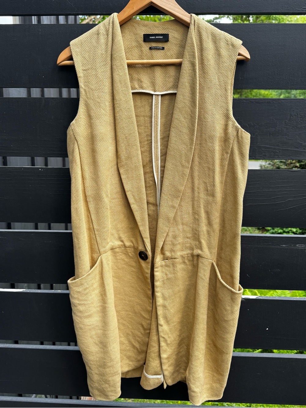 Isabel Marant Textured cotton vest jacket in pale greenish yellow